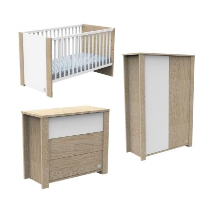 Chambre bébé trio + commode+armoire antonin bois et blanc