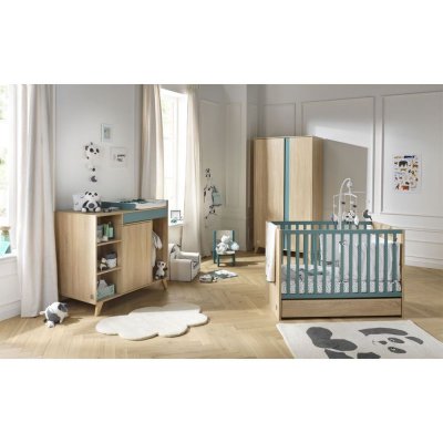Chambre bébé trio lit bébé 60x120 + commode+armoire nova argile douce