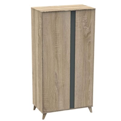 Chambre duo lit combiné évolutif 60x120 + armoire nova gris volcan