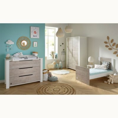 Chambre duo lit 70x140 + commode loft bois