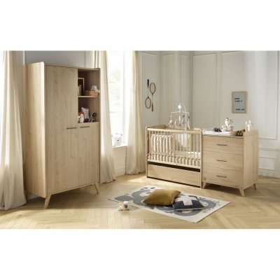 Chambre bébé duo lit combiné évolutif 120x60 + armoire arty