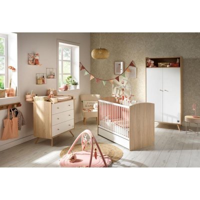 Chambre complète bébé avec lit 120x60cm, commode à langer et armoire 2  portes - BABYPRICE - Blanc - Kiabi - 547.50€