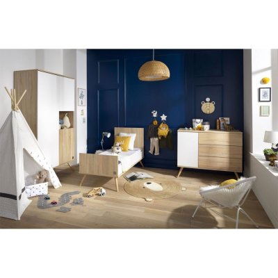 Chambre bébé duo lit 70x140 + commode seventies bois