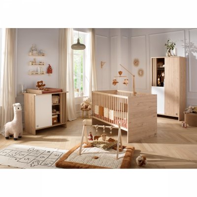 Chambre bébé duo lit 70x140cm + commode blanche tokyo