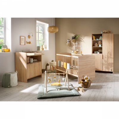 Chambre bébé trio lit 70x140cm + commode+ armoire azur