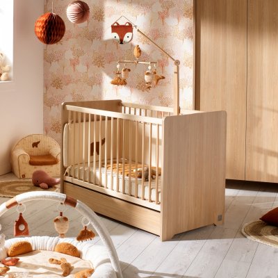Chambre bébé duo lit 60x120cm + commode cannelle