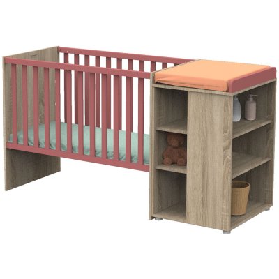 Lit chambre transformable 60x120cm en lit junior 90x190cm nova rose canyon