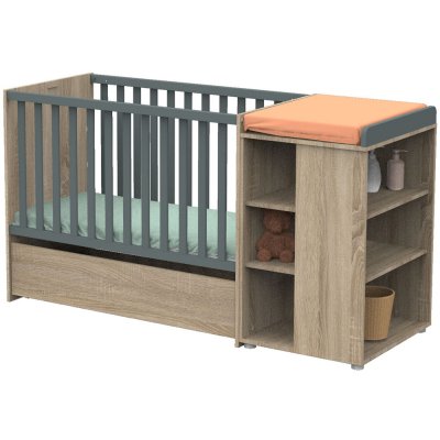 Lit chambre transformable 60x120en lit junior 90x190nova gris volcan