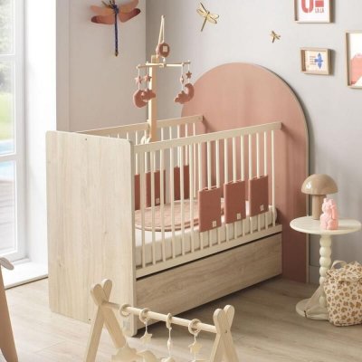Lit bébé évolutif 60x120 cm en 90x190 cm arche terracotta