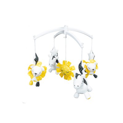 Mobile bébé musical pluche et pompon