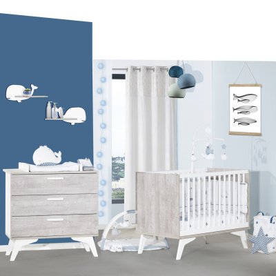 chambre bébé duo lit 60x120cm  commode neo de sauthon