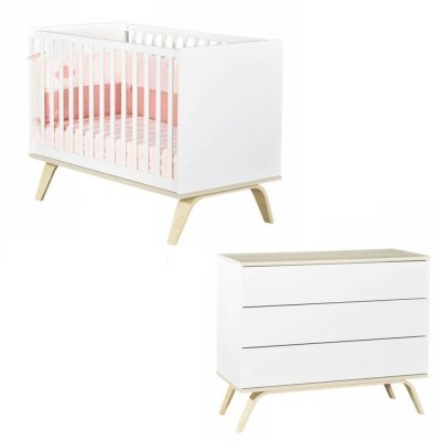 Chambre bébé duo lit 60x120cm + commode serena + plan à langer offert