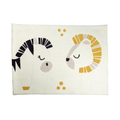 Tapis de chambre bébé 90x130cm pluche et pompon