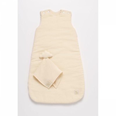 Gigoteuse 0-6 mois avec doudou mouchoir uni vanilla