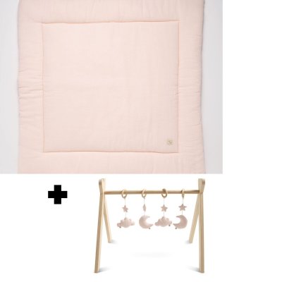 Tapis de parc et arche d'éveil avec jouets uni pétale