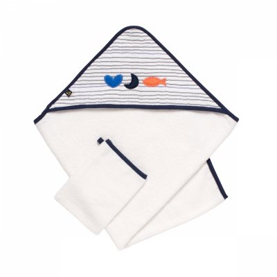 Cape de bain et gant de toilette baby sailor