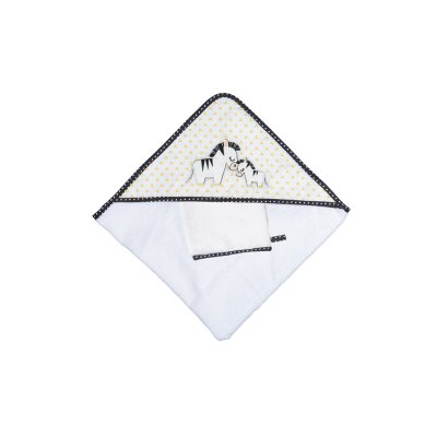 Sortie de bain avec gant pluche et pompon