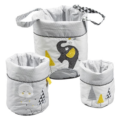Lot de 3 corbeilles gigogne tissu babyfan