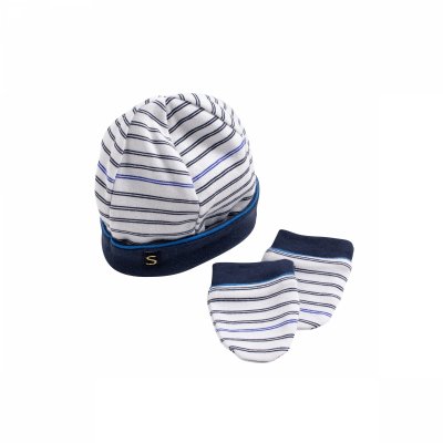 Bonnet et moufles naissance baby sailor