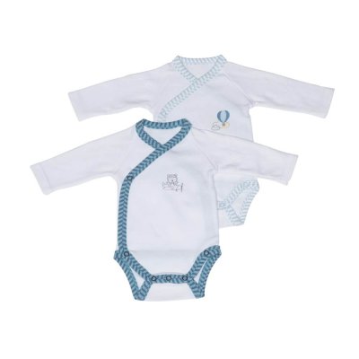Lot de 2 bodies blanc et bleu naissance lazare
