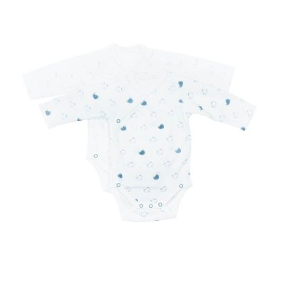 Lot de 2 bodies blanc et bleu naissance blue baleine