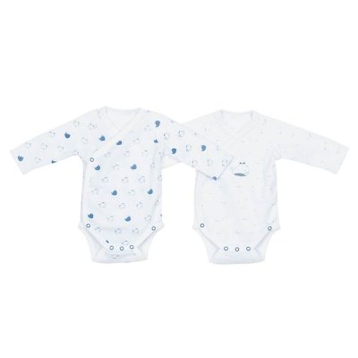 Lot de 2 bodies blanc et bleu naissance blue baleine
