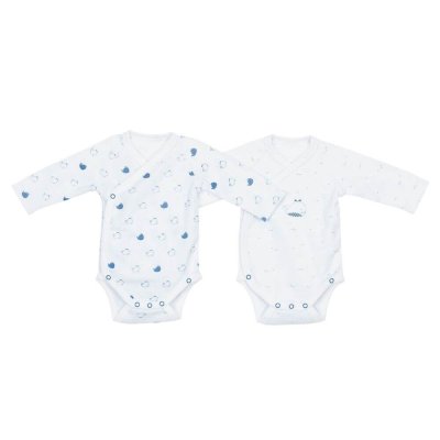 Lot de 2 bodies blanc et bleu 1 mois blue baleine