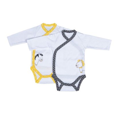 Lot de 2 bodies blanc naissance pluche et pompon