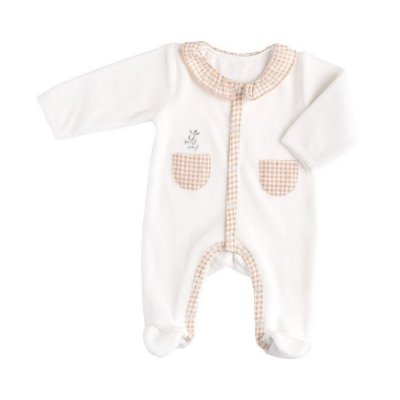 Pyjama bébé velours blanc lune naissance céleste de Sauthon baby deco sur  allobébé