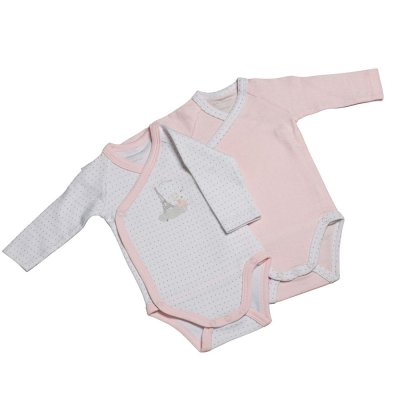Lot de 2 bodies blanc et rose 3 mois lilibelle