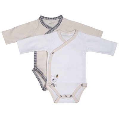 Lot de 2 bodies blanc et beige naissance timouki