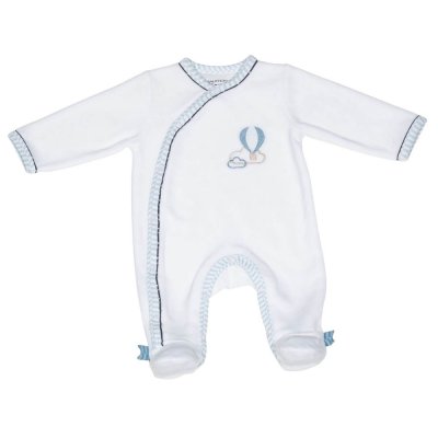 SAUTHON BABY DECO Pyjama bébé velours blanc montgolfière 1 mois lazare