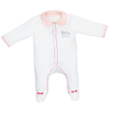 Pyjama bébé velours blanc avec col baby swan naissance