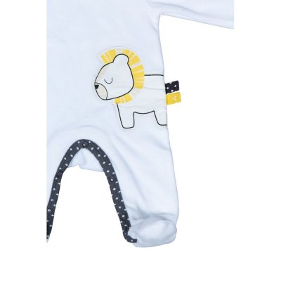 Pyjama bébé velours lion pluche et pompon naissance