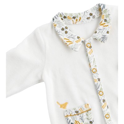 Pyjama bébé blanc 3 mois col motif végétal promenons nous