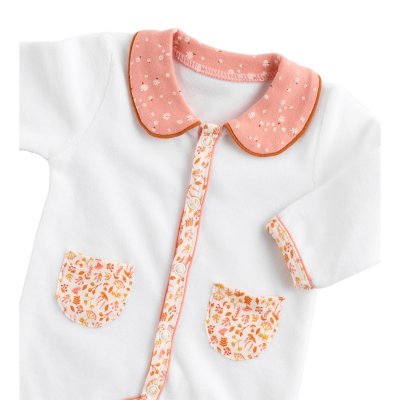 Pyjama bébé blanc 3 mois col motif floral esmée