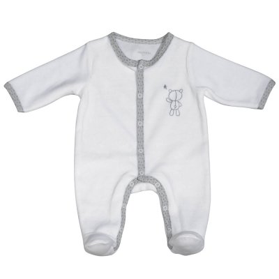 Pyjama bébé velours blanc ours céleste naissance