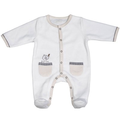 Pyjama bébé velours blanc timouki naissance
