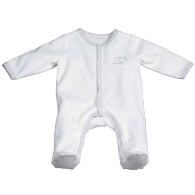 SAUTHON BABY DECO Pyjama bébé velours blanc lune 1 mois céleste