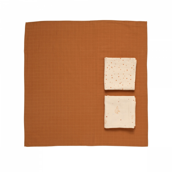 Lot de 3 langes coton bio 70 x 70 orsino Sauthon baby deco