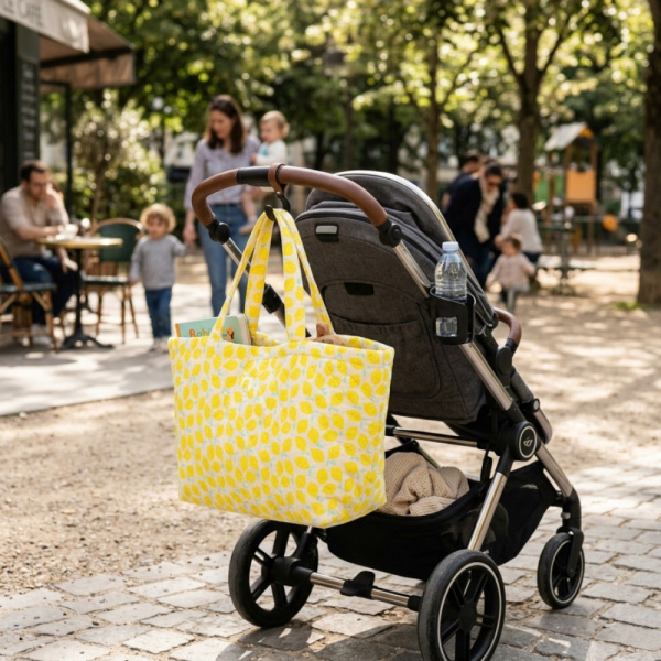 Sac cabas citron Sauthon baby deco