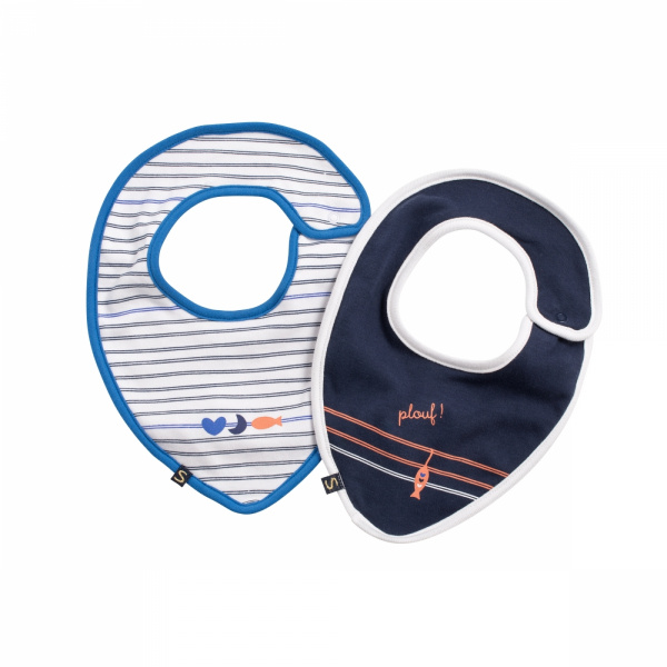 Lot de 2 bavoirs bébé baby sailor Sauthon baby deco