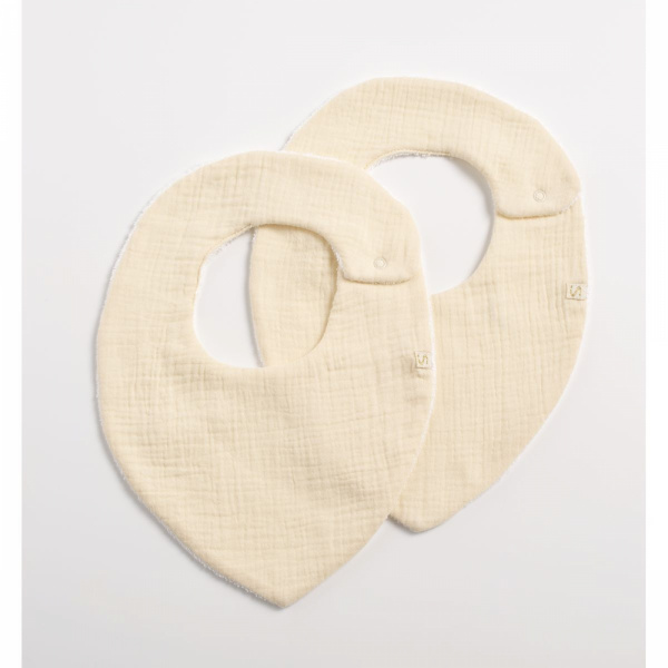 Lot de 2 bavoirs bébé uni vanilla Sauthon baby deco