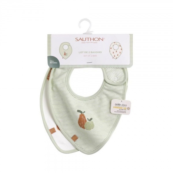 Lot de 2 bavoirs bébé botanica Sauthon baby deco