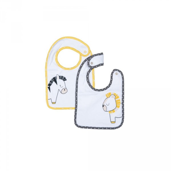 Lot de 2 bavoirs pluche et pompon Sauthon baby deco