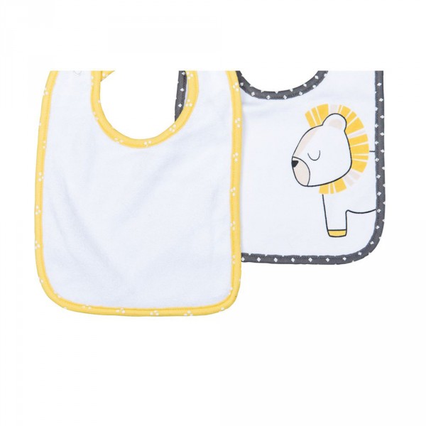 Lot de 2 bavoirs pluche et pompon Sauthon baby deco