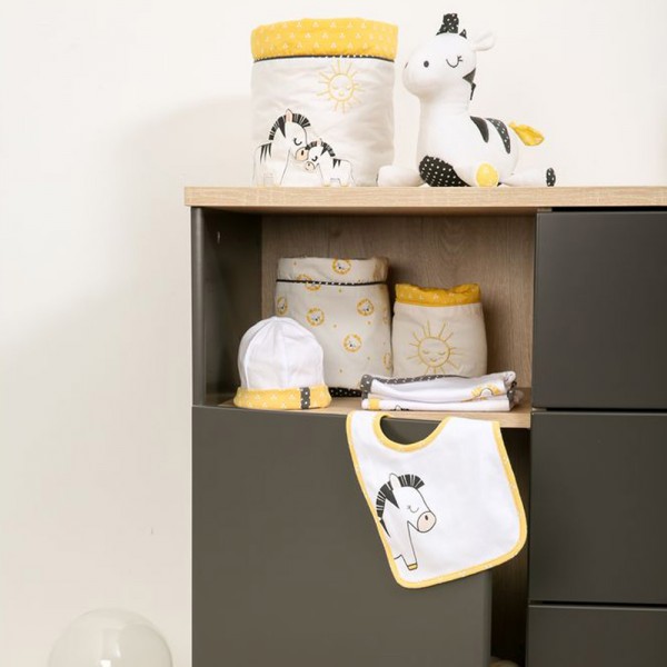 Lot de 2 bavoirs pluche et pompon Sauthon baby deco