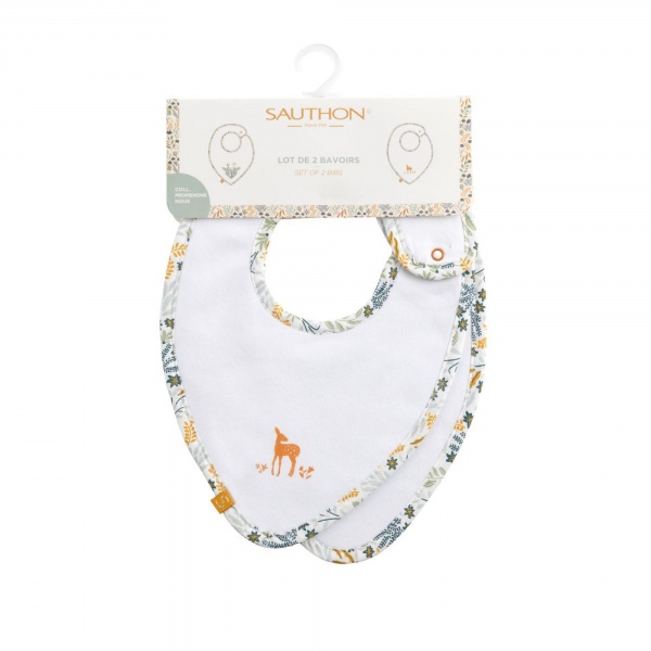 Lot de 2 bavoirs bébé promenons nous Sauthon baby deco