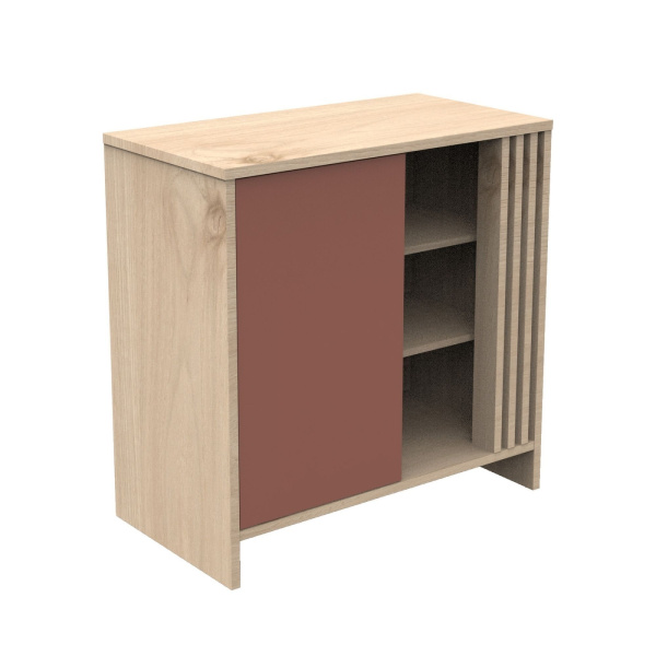 Commode porte et niches terracotta tokyo avec plan à langer amovible Sauthon meubles