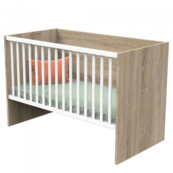 Lit évolutif bébé combiné 70x140 cm en 140x200 cm nova blanc lin Sauthon meubles